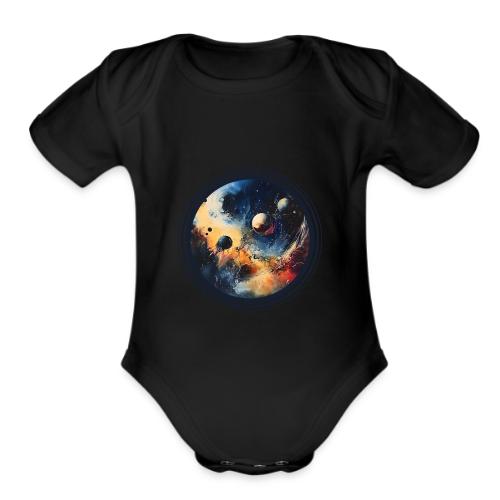 Chaotic Color Planets - Organic Short Sleeve Baby Bodysuit