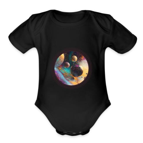 Planets in the Abstract - Organic Short Sleeve Baby Bodysuit