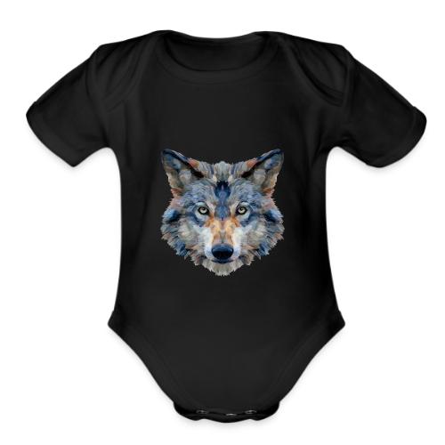 Wolf: Chromatic Wild Gaze - Organic Short Sleeve Baby Bodysuit