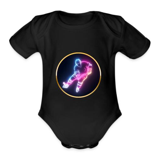 Hockey: Neon Ice Striker - Organic Short Sleeve Baby Bodysuit
