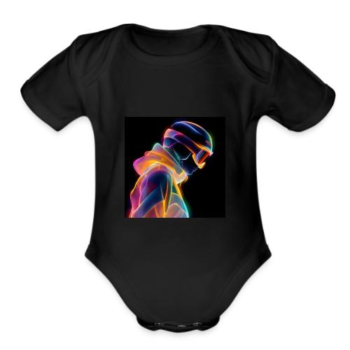 Snowboarding: Neon Gravity Ride - Organic Short Sleeve Baby Bodysuit