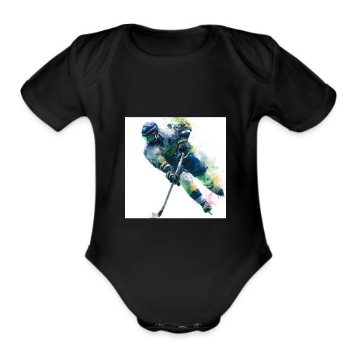 Hockey: Frozen Motion - Organic Short Sleeve Baby Bodysuit