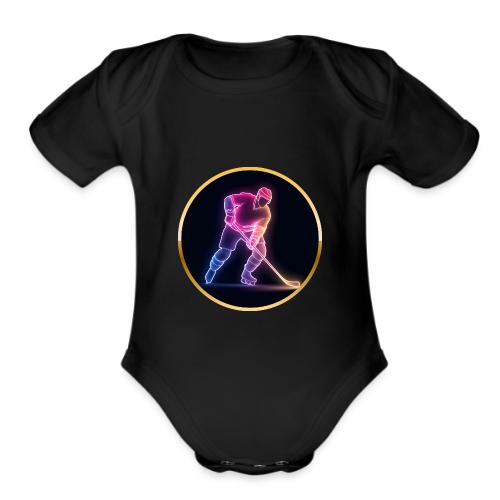 Hockey: Neon Ice Rush - Organic Short Sleeve Baby Bodysuit