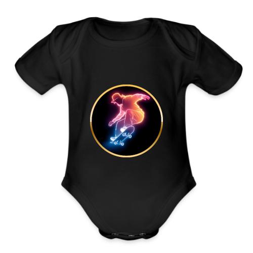 Skateboarding: Golden Trick Rider - Organic Short Sleeve Baby Bodysuit