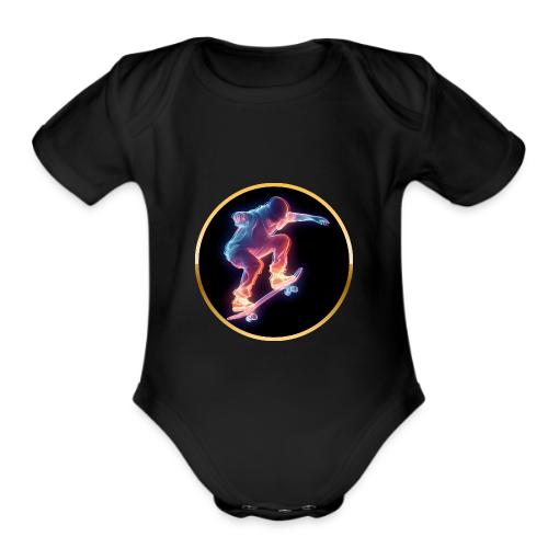 Skateboarding: Neon Skate Orbit - Organic Short Sleeve Baby Bodysuit
