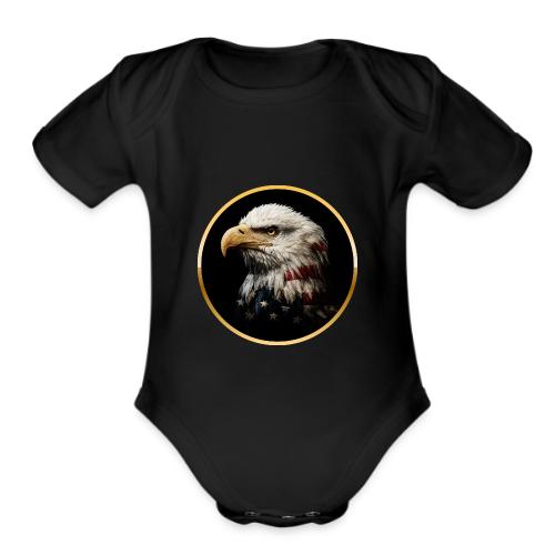 America: Golden Freedom Crest - Organic Short Sleeve Baby Bodysuit