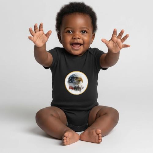 USA: Patriot Wing Emblem - Organic Short Sleeve Baby Bodysuit