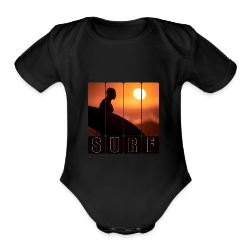 Surfing: Sunset Surf Panels - Organic Short Sleeve Baby Bodysuit