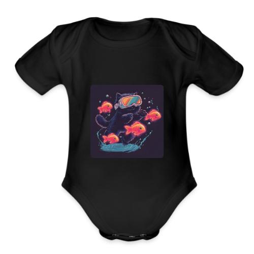 Cyber Cat Splash - Organic Short Sleeve Baby Bodysuit