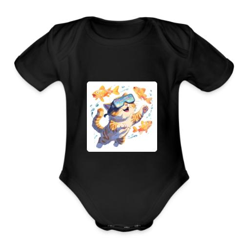 Cat: Neon Paws Adventure - Organic Short Sleeve Baby Bodysuit
