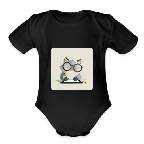 Creative Cat Digital Artist Illustration - Organic Short Sleeve Baby Bodysuit