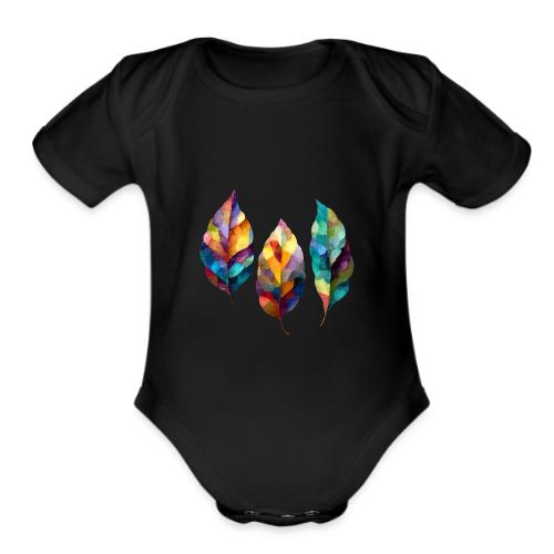 Art: Colorful Leaf Harmony - Organic Short Sleeve Baby Bodysuit