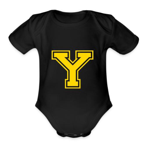 Letter Y – Capital Athletic Alphabet Monogram - Organic Short Sleeve Baby Bodysuit