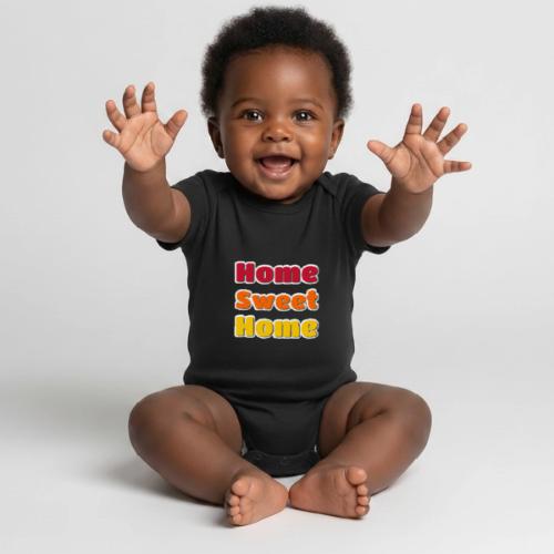 Home Sweet Home Colorful Typography - Organic Short Sleeve Baby Bodysuit