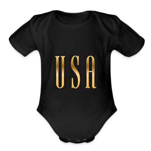 USA Gold Monolith - Organic Short Sleeve Baby Bodysuit