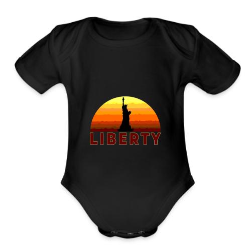USA: Sunset Liberty Bold - Organic Short Sleeve Baby Bodysuit