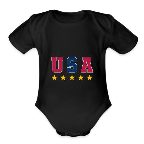 USA Varsity Stars - Organic Short Sleeve Baby Bodysuit