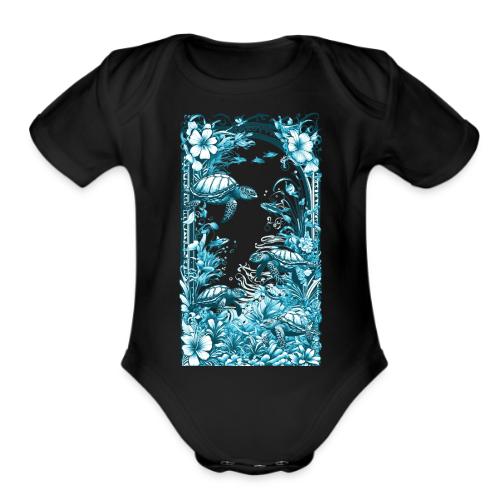 Sea Turtle Forest - Organic Short Sleeve Baby Bodysuit