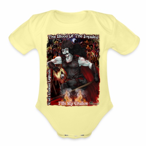 Vlad The Impaler CloseUp W Background - Organic Short Sleeve Baby Bodysuit