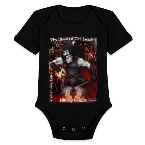 Vlad The Impaler CloseUp W Background - Organic Short Sleeve Baby Bodysuit