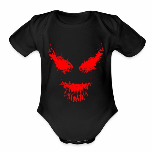 Creepy Monster Nightmare Halloween Face - Organic Short Sleeve Baby Bodysuit