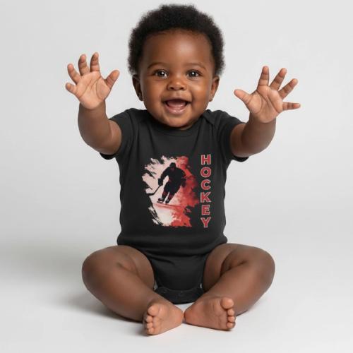 Hockey Fire - Organic Short Sleeve Baby Bodysuit