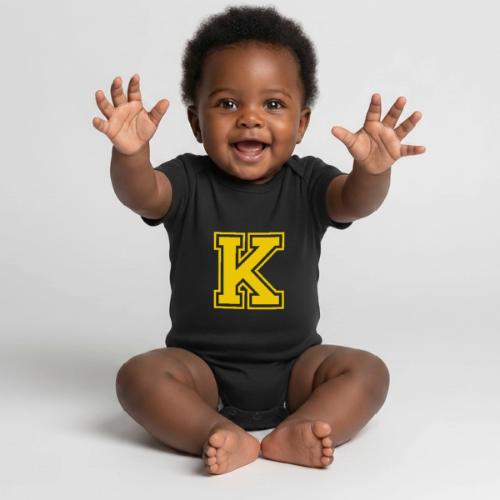 Letter k – Capital Athletic Alphabet Monogram - Organic Short Sleeve Baby Bodysuit