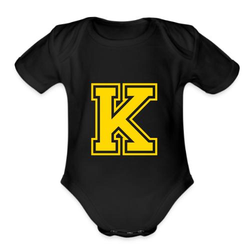 Letter k – Capital Athletic Alphabet Monogram - Organic Short Sleeve Baby Bodysuit