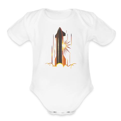 Star Ship Mars - Dark - With Logo - Organic Short Sleeve Baby Bodysuit