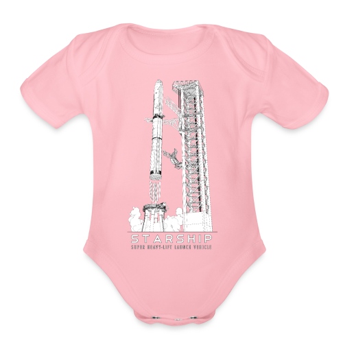 Starship Super-Heavy Lift Launch Vehicle - Organic Short Sleeve Baby Bodysuit