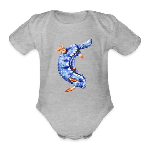Blue Sea slug - Organic Short Sleeve Baby Bodysuit