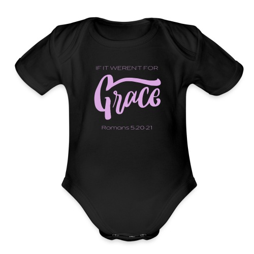Grace by Mariee Murphy purple letters - Organic Short Sleeve Baby Bodysuit