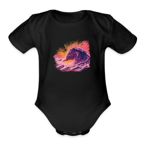 Pink Fire Wave - Organic Short Sleeve Baby Bodysuit
