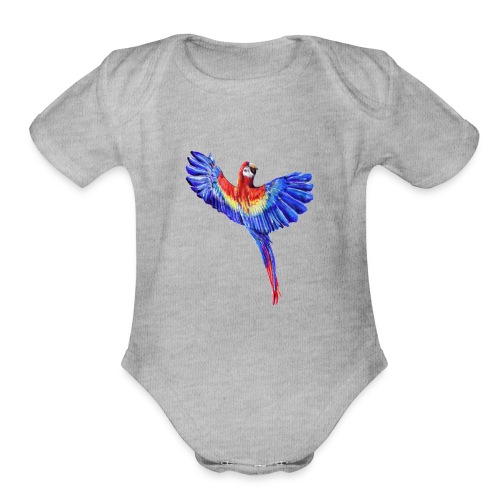 Scarlet macaw parrot - Organic Short Sleeve Baby Bodysuit