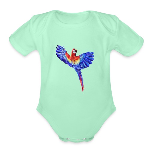 Scarlet macaw parrot - Organic Short Sleeve Baby Bodysuit