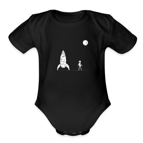 rocket to the moon - Organic Short Sleeve Baby Bodysuit