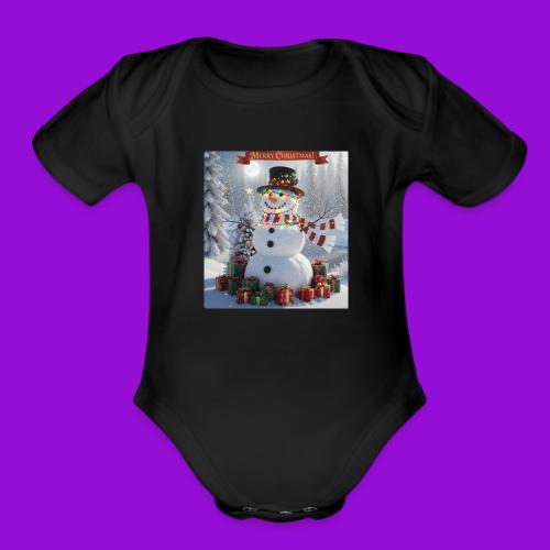 Merry Christmas - Organic Short Sleeve Baby Bodysuit