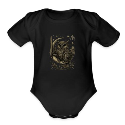 Moon Warrior Owl – Celestial Strength Tee - Organic Short Sleeve Baby Bodysuit