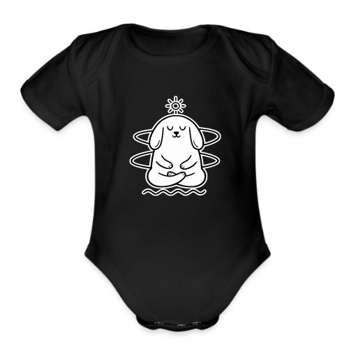 Cute Meditating Bunny Zen Yoga Animal - Organic Short Sleeve Baby Bodysuit