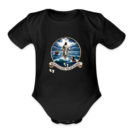 Walking On Water Faith T Shirt, Christian Miracle - Organic Short Sleeve Baby Bodysuit