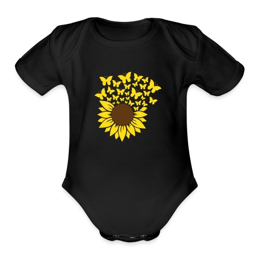 Sunflower Butterflies - Organic Short Sleeve Baby Bodysuit