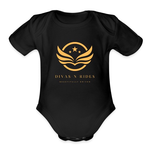 Divas N Rides Wings1 - Organic Short Sleeve Baby Bodysuit