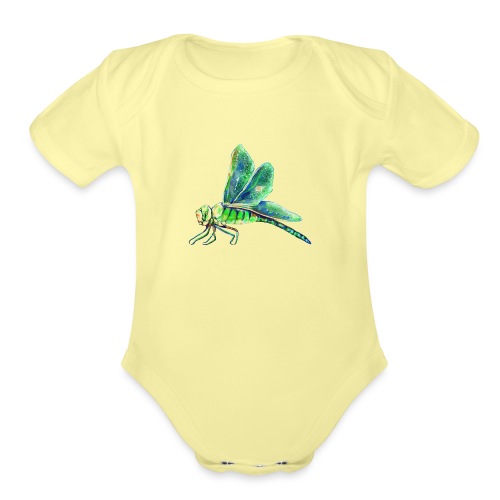 green dragonfly - Organic Short Sleeve Baby Bodysuit
