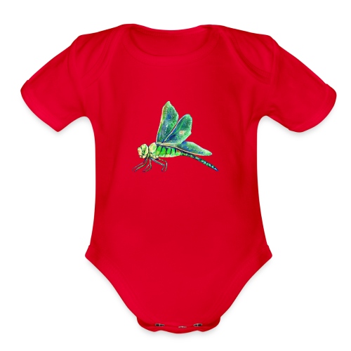 green dragonfly - Organic Short Sleeve Baby Bodysuit