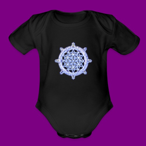 Diamond Sutra - Flower of Life - Mandala - - Organic Short Sleeve Baby Bodysuit