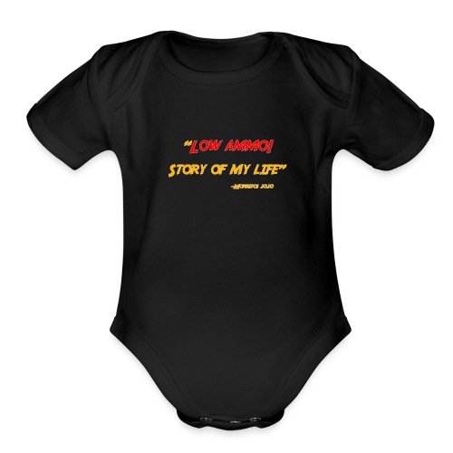 Logoed back with low ammo front - Organic Short Sleeve Baby Bodysuit