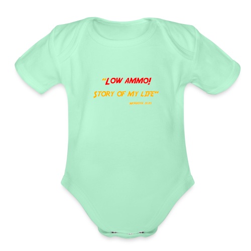 Logoed back with low ammo front - Organic Short Sleeve Baby Bodysuit