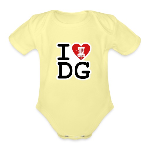 I Love (Heart) Disc Golf Shirt & Accessories - Organic Short Sleeve Baby Bodysuit