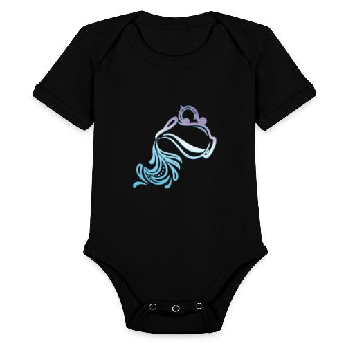 Aquarius Zodiac Air Sign Water Bearer Logo - Organic Short Sleeve Baby Bodysuit