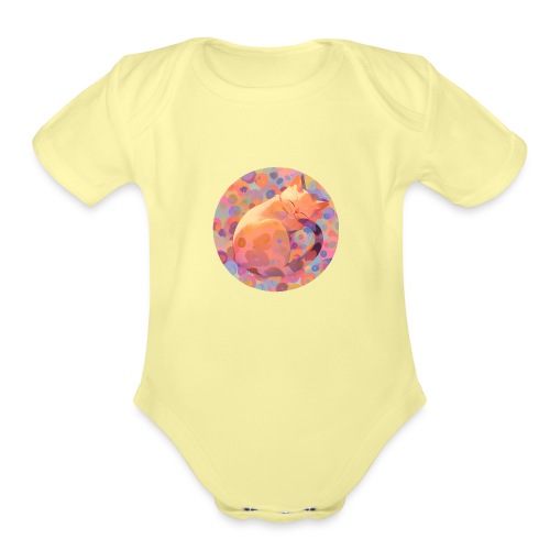 Sleeping Cat - Organic Short Sleeve Baby Bodysuit